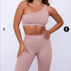 SetActive Sculptflex Ribbed One Shouler Top AND Leggings - size M - amethyst